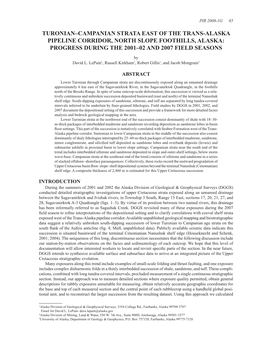 Turonian–Campanian Strata East of the Trans-Alaska Pipeline Corridor, North Slope Foothills, Alaska: Progress During the 2001–02 and 2007 Field Seasons