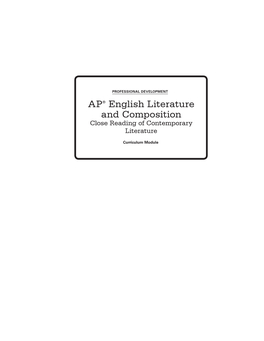 AP® English Literature and Composition Close Reading of Contemporary Literature