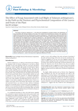 The Effect of Fungi Associated with Leaf Blight of Solanum Aethiopicum L