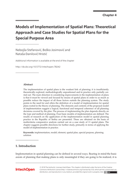 Models of Implementation of Spatial Plans: Theoretical Approach and Case Studies for Spatial Plans… 61