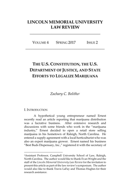 The U.S. Constitution, the U.S. Department of Justice, and State Efforts to Legalize Marijuana