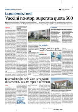 Vaccini No-Stop, Superata Quota 500