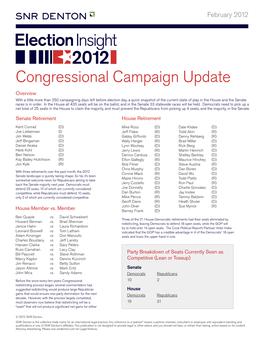 Congressional Campaign Update