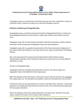 Numbering System 0F Topographical Maps by Prof. Subhas Manna, Department of Geography, Narajole Raj College