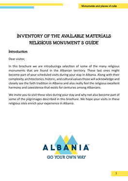 Inventory of the Available Materials Religious Monument S Guide