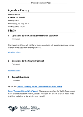 (Public Pack)Agenda Document for Plenary, 10