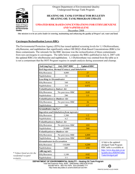 Risk Based Concentrations for Ethylbenzene & Naphthalene