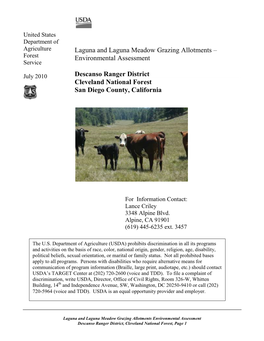 Laguna and Laguna Meadow Grazing Allotments – Forest Environmental Assessment Service