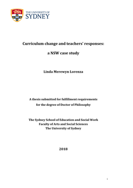 Curriculum Change and Teachers' Responses: a NSW Case Study