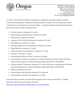 Denture Technology Curriculum Objectives