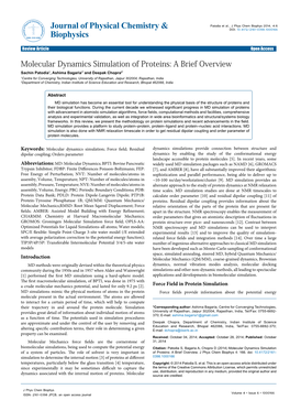 Molecular Dynamics Simulation of Proteins: a Brief Overview