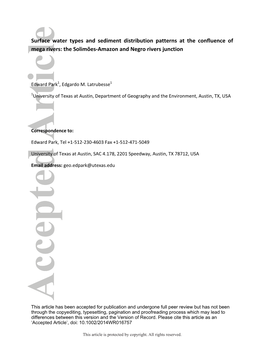 Surface Water Types and Sediment Distribution Patterns at the Confluence of Mega Rivers: the Solimões-Amazon and Negro Rivers Junction