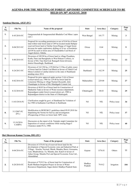 AGENDA for the MEETING of FOREST ADVISORY COMMITTEE SCHEDULED to BE HELD on 30Th AUGUST, 2018