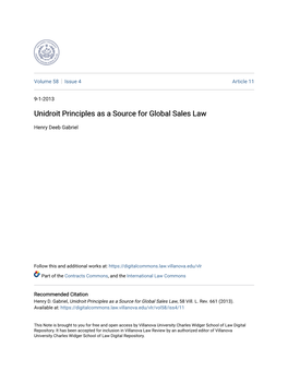 Unidroit Principles As a Source for Global Sales Law