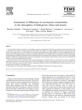 Assessment of Differences in Ascomycete Communities in the Rhizosphere of Field-Grown Wheat and Potato