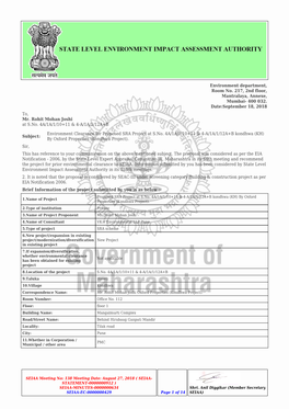 Environmental Clearance to SEIAA