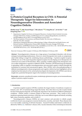 G-Protein-Coupled Receptors in CNS: a Potential Therapeutic Target for Intervention in Neurodegenerative Disorders and Associated Cognitive Deﬁcits