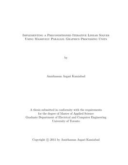 Implementing a Preconditioned Iterative Linear Solver Using Massively Parallel Graphics Processing Units