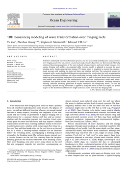 1DH Boussinesq Modeling of Wave Transformation Over Fringing Reefs