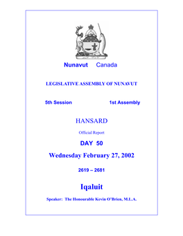 Nunavut Hansard 2619