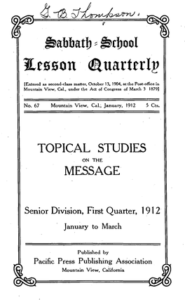 Sabbath School Quarterly for 1912