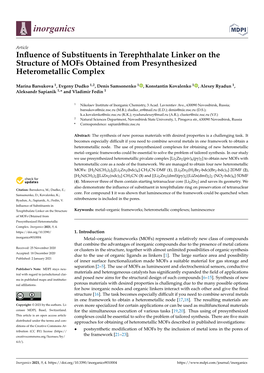 Influence of Substituents in Terephthalate Linker on The