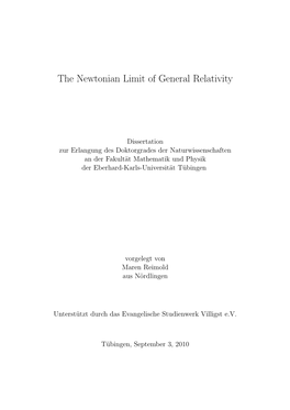 The Newtonian Limit of General Relativity