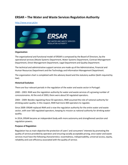 ERSAR – the Water and Waste Services Regulation Authority