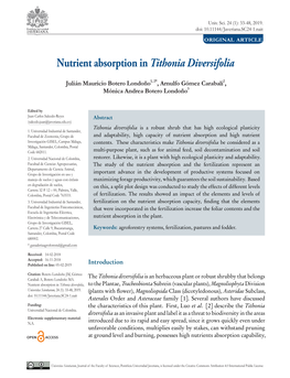 Nutrient Absorption in Tithonia Diversifolia