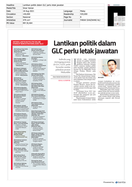 Lantikan Politik Dalam GLC Perlu Letak Jawatan