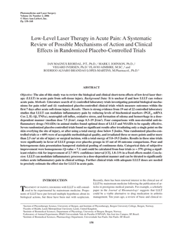 Low-Level Laser Therapy in Acute Pain: a Systematic Review of Possible Mechanisms of Action and Clinical Effects in Randomized Placebo-Controlled Trials
