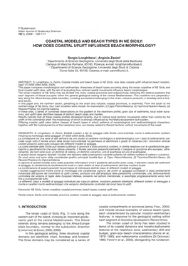 Coastal Models and Beach Types in Ne Sicily: How Does Coastal Uplift Influence Beach Morphology?