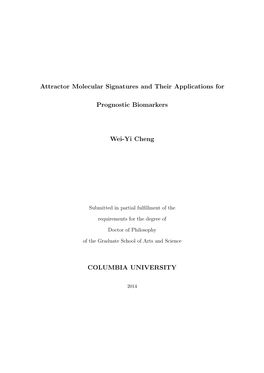 Attractor Molecular Signatures and Their Applications for Prognostic Biomarkers Wei-Yi Cheng