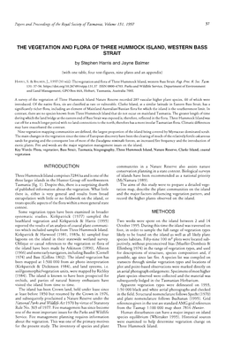 THE VEGETATION and FLORA of THREE HUMMOCK ISLAND, WESTERN BASS STRAIT by Stephen Harris and Jayne Balmer