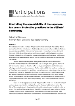 Controlling the Spreadability of the Japanese Fan Comic: Protective Practices in the Dōjinshi Community