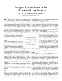 Mergers & Acquisitions in the US Industrial Gas Business