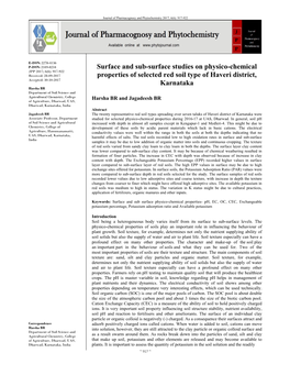 Surface and Sub-Surface Studies on Physico-Chemical Properties Of