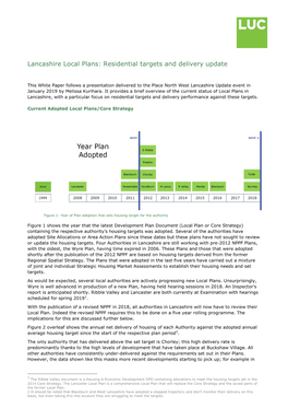 Lancashire Local Plans: Residential Targets and Delivery Update