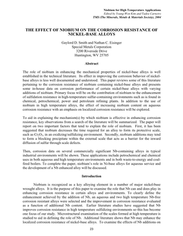 The Effect of Niobium on the Corrosion Resistance of Nickel-Base Alloys