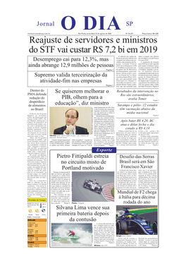 Reajuste De Servidores E Ministros Do STF Vai Custar R$ 7,2 Bi Em 2019