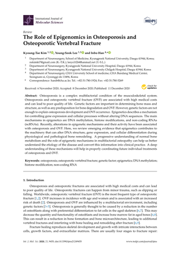 The Role of Epigenomics in Osteoporosis and Osteoporotic Vertebral Fracture