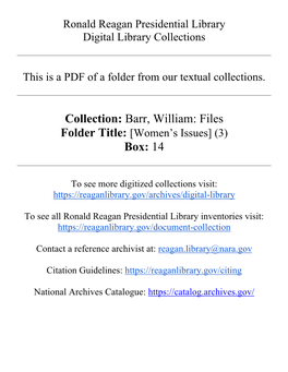 Barr, William: Files Folder Title: [Women’S Issues] (3) Box: 14