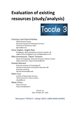 Evaluation of Existing Resources (Study/Analysis)