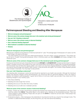 Perimenopausal Bleeding and Bleeding After Menopause