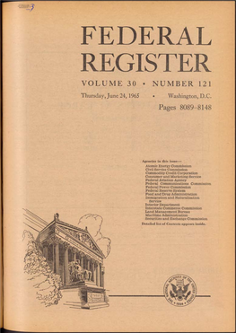 Federal Register Volume 30 • Number 121