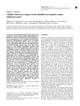 Cellular Senescence Bypass Screen Identifies New Putative Tumor