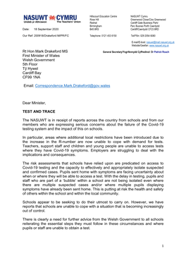 Letter to First Minister Mark Drakeford