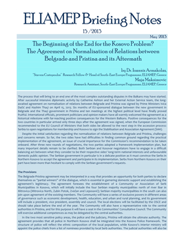 The Beginning of the End for the Kosovo Problem? the Agreement on Normalisation of Relations Between Belgrade and Pristina and Its Aftermath