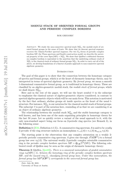 Moduli Stack of Oriented Formal Groups and Periodic Complex Bordism