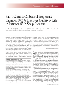 Short-Contact Clobetasol Propionate Shampoo 0.05% Improves Quality of Life in Patients with Scalp Psoriasis